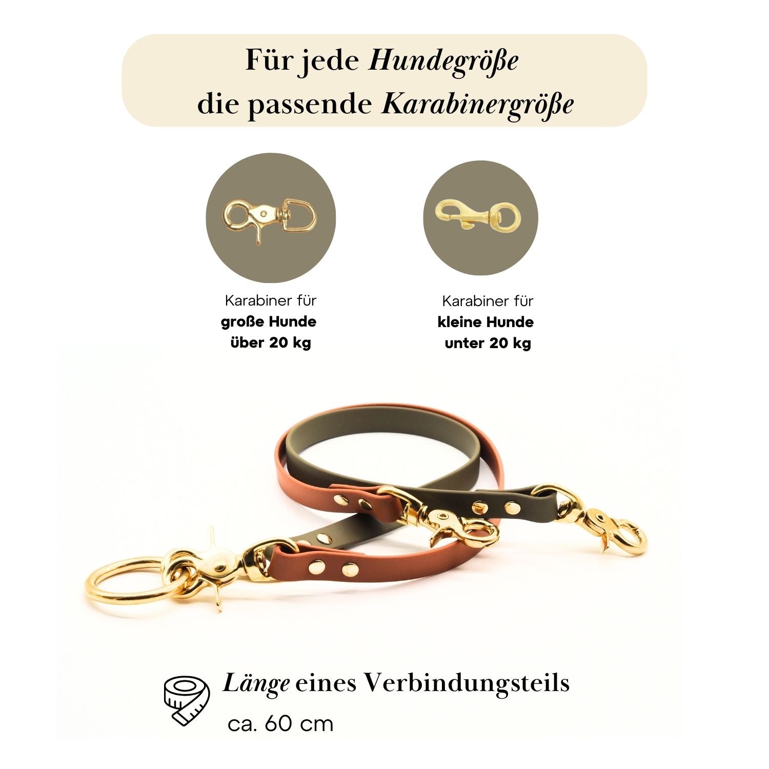 Komplett-Set | 2 Verbindungsteile aus Biothane für 2 Hunde an einer Leine inkl. O-Ring