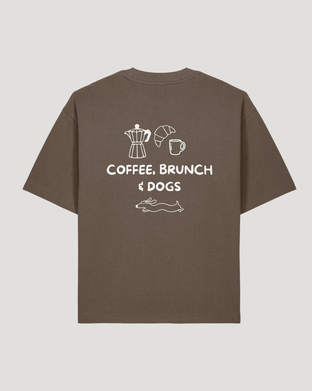 Limited | Organic Shirt 'coffee, brunch & dogs' | Mocha