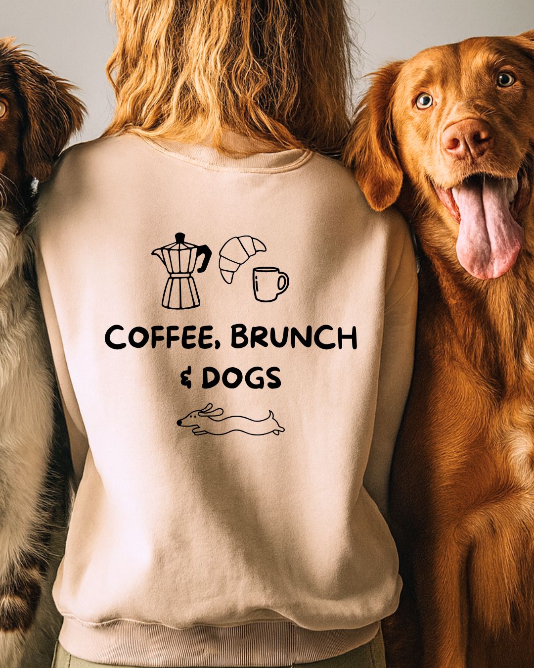 Premium Organic Sweatshirt 'coffee, brunch & dogs'