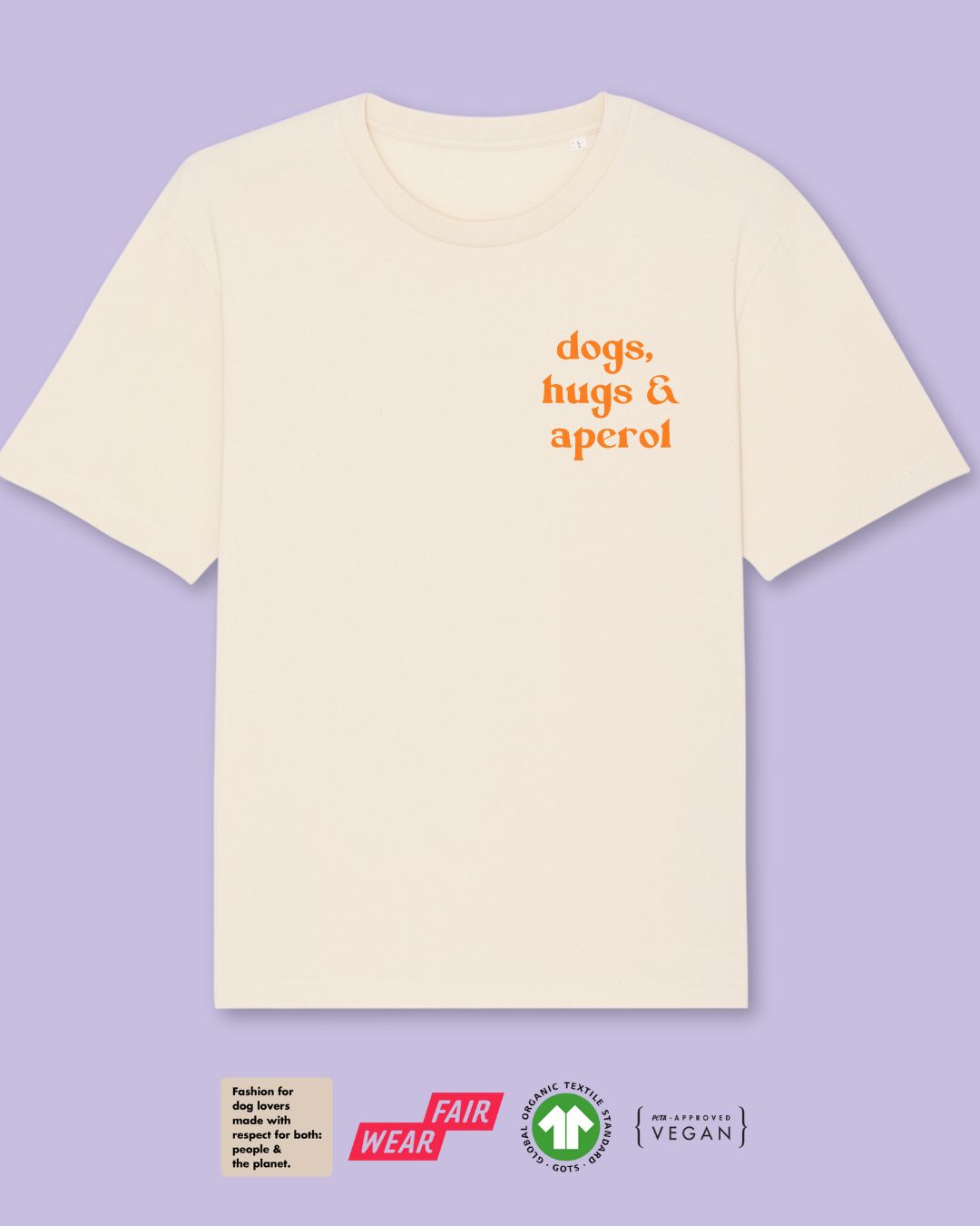 Organic Frauen-Shirt 'dogs, hugs & aperol' | Vintage White