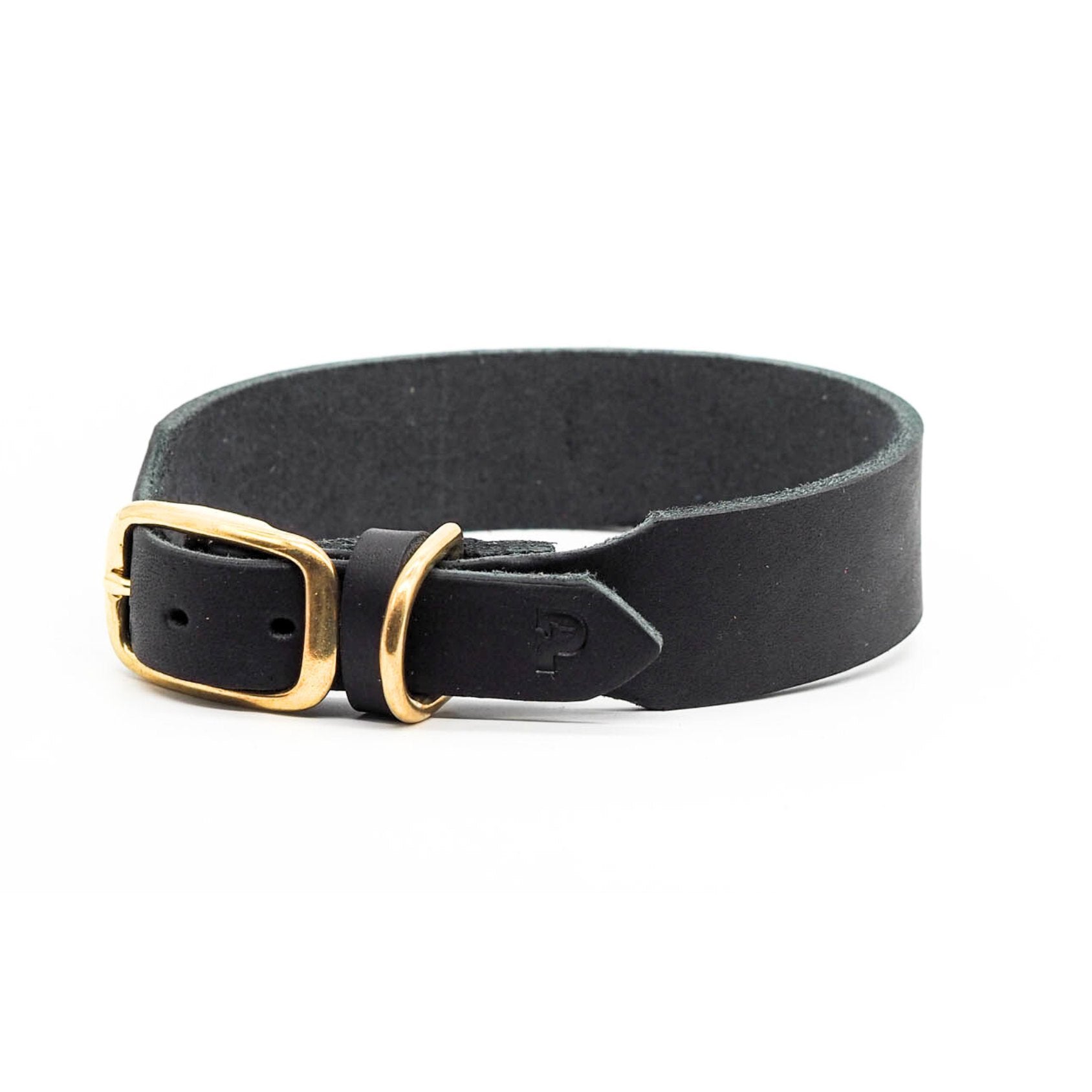 Personalisierbares Lederhalsband mit Name | Schwarz