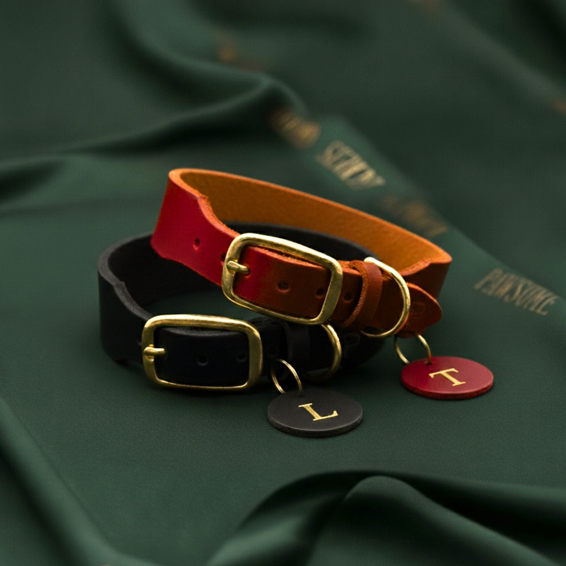 Set | Lederhalsband & Leine in Schwarz