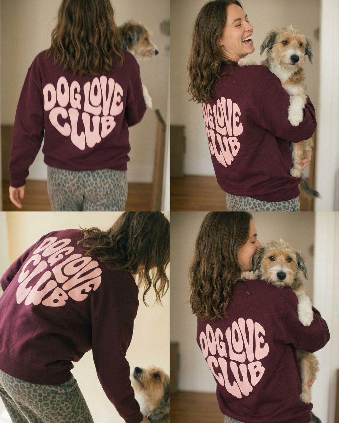 Limited | Organic Sweatshirt 'DOG LOVE CLUB' | burgundy