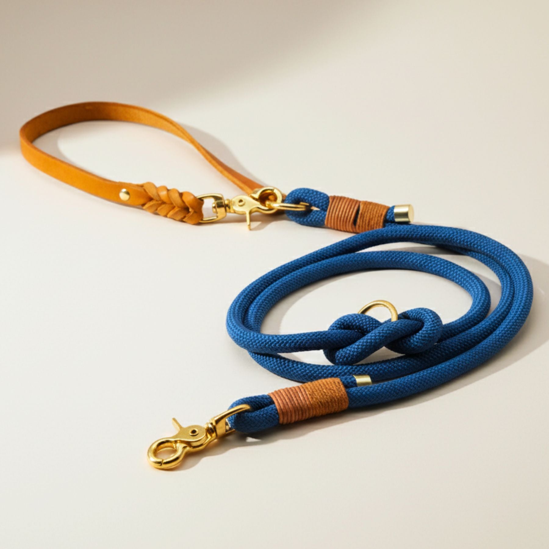 B:Ware | Tauleine mit Lederhandschlaufe 'Dusty Blue & Cognac'