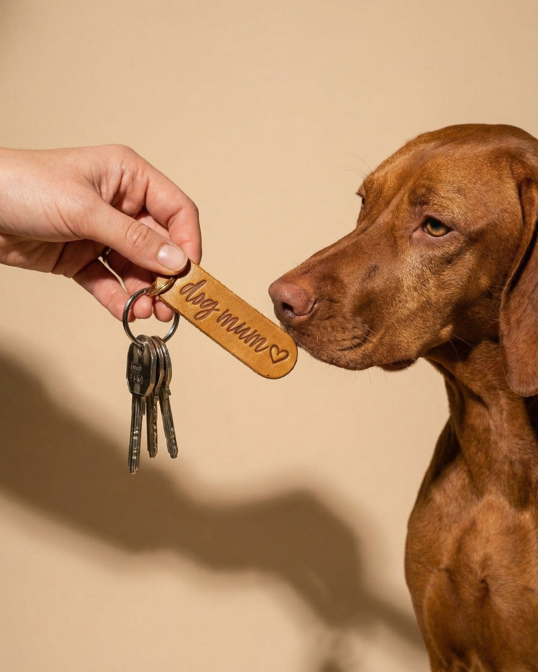 Schlüsselanhänger 'dog mum' aus Leder