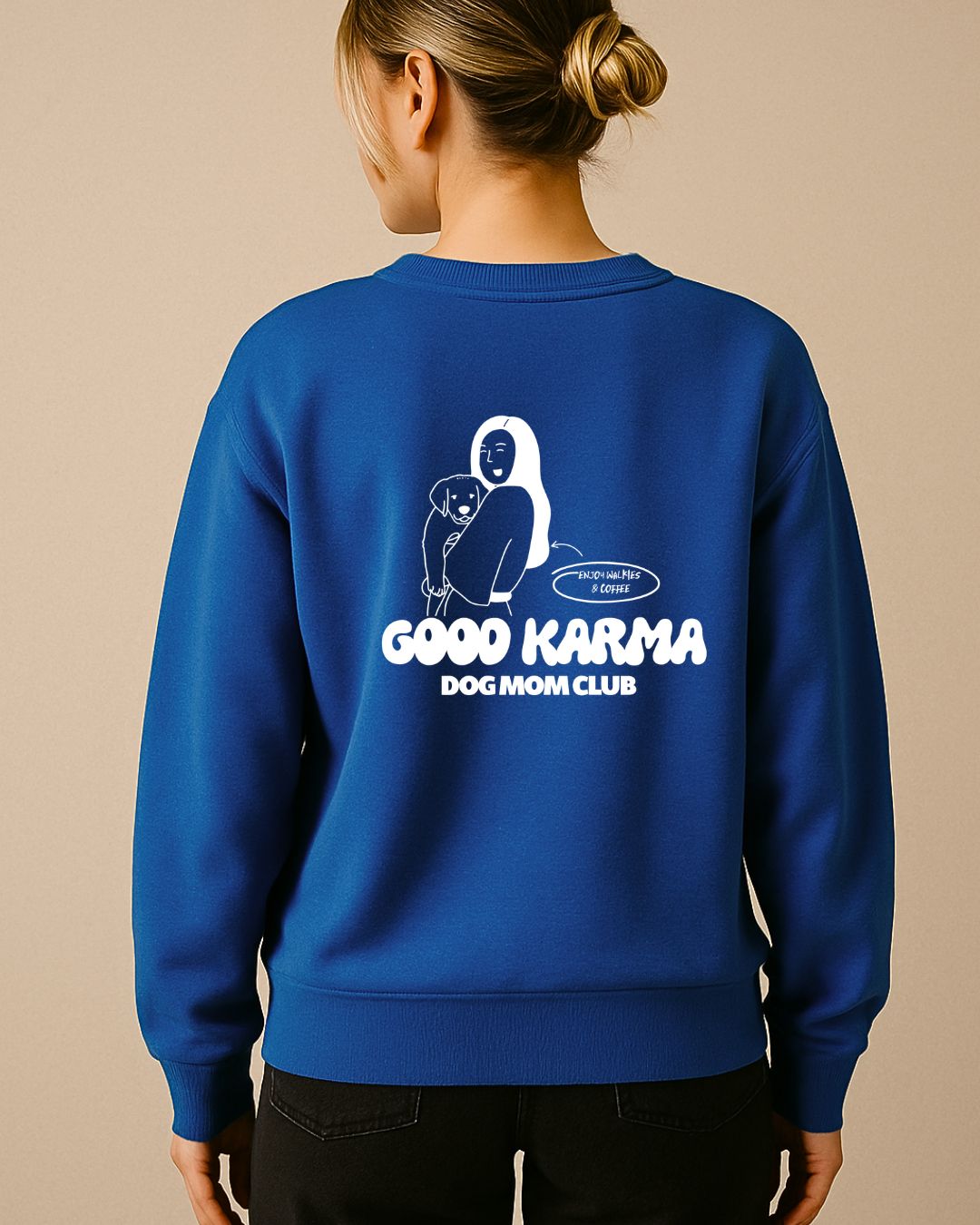 Limited | Organic Sweatshirt 'good karma dog mom club' | Royalblau