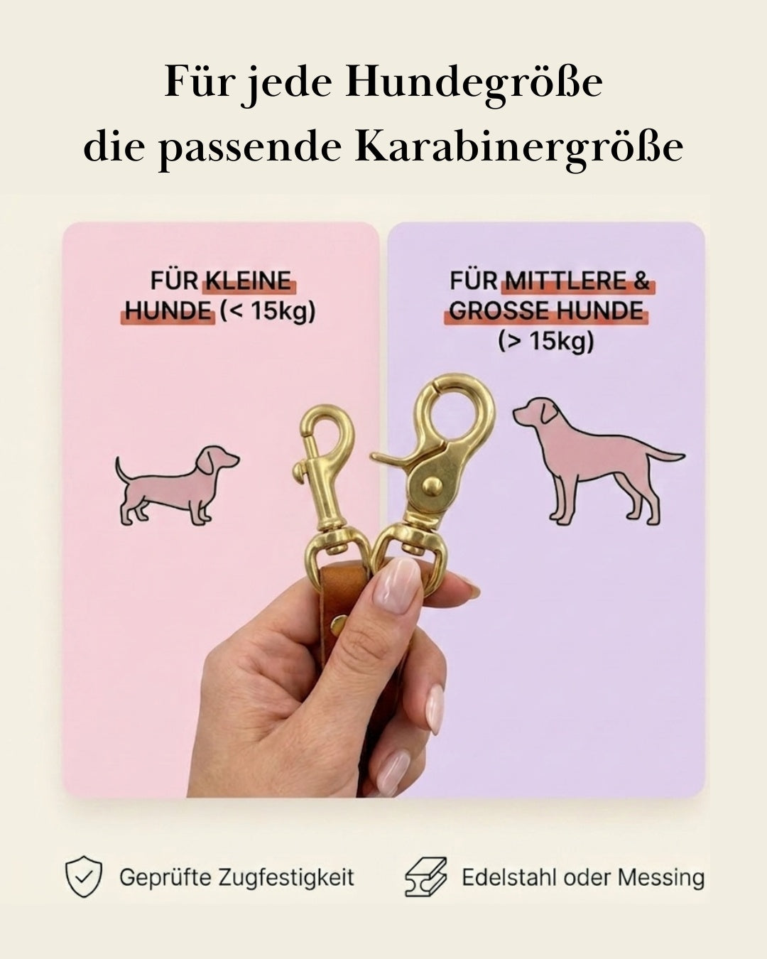 Komplett-Set | 2 Stück Verbindungsteile aus Leder inkl. Ring - für 2 Hunde an einer Leine
