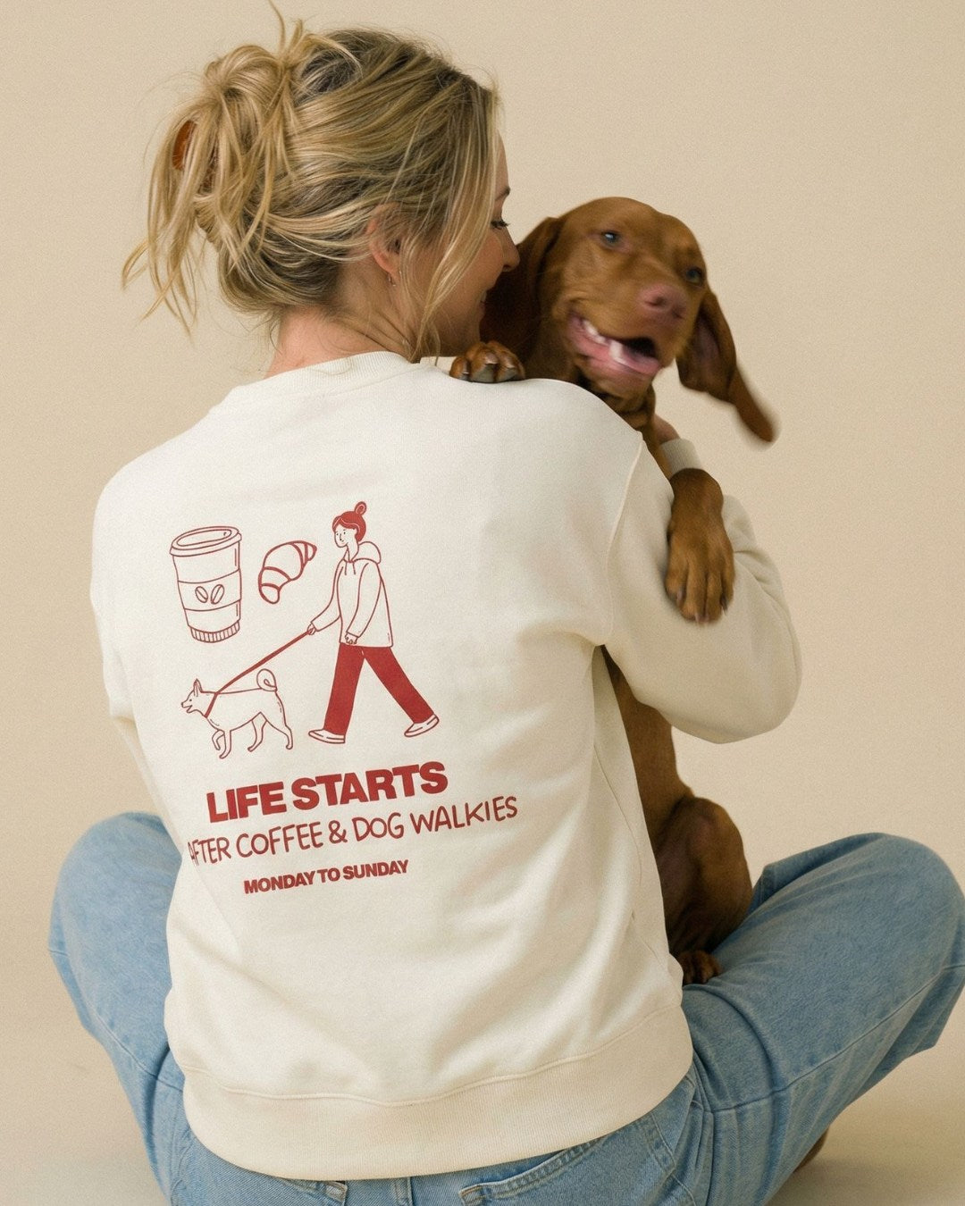 Limited | Organic Sweatshirt 'life starts after coffee & walkies'