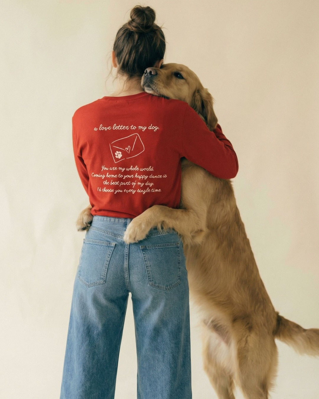 Limited | Organic Longsleeve 'love letter to my dog' | Red