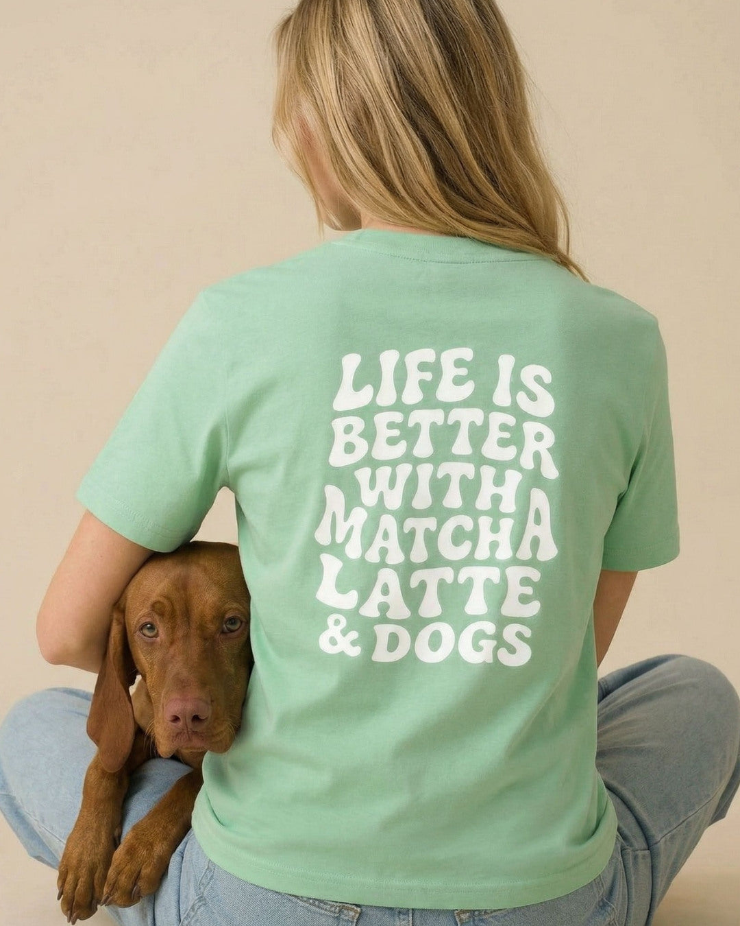 Limited | Organic Shirt 'matcha latte & dogs' | Salbei