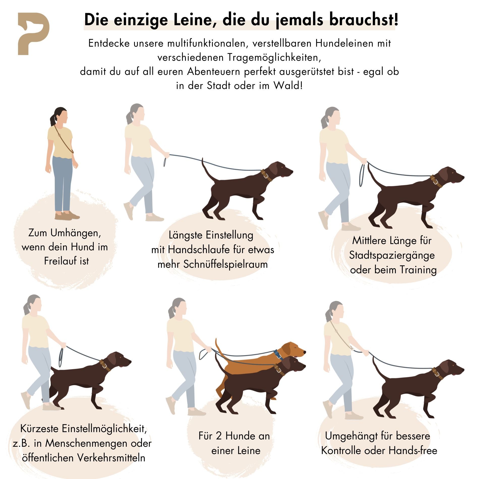 Frühlings-Aktion | Lederhalsband & Tauleine 'Pazifik' + GRATIS Gravur + Schlüsselanhänger