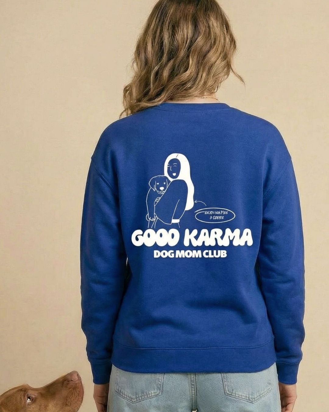 Limited | Organic Sweatshirt 'good karma dog mom club' | Royalblau