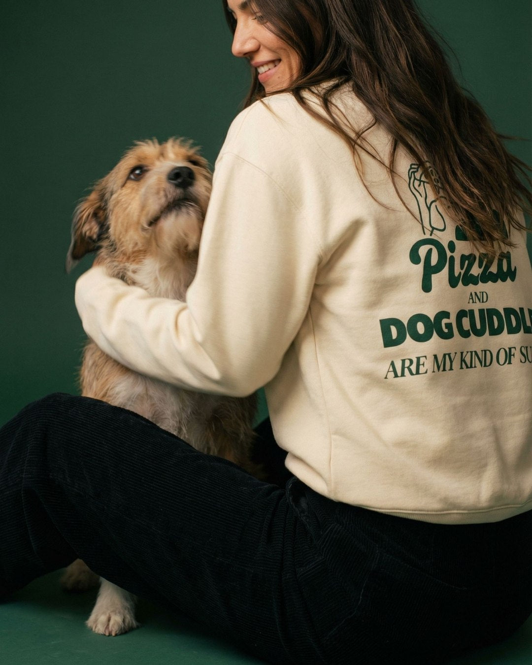 Limited | Organic Sweatshirt 'pizza and dog cuddles'