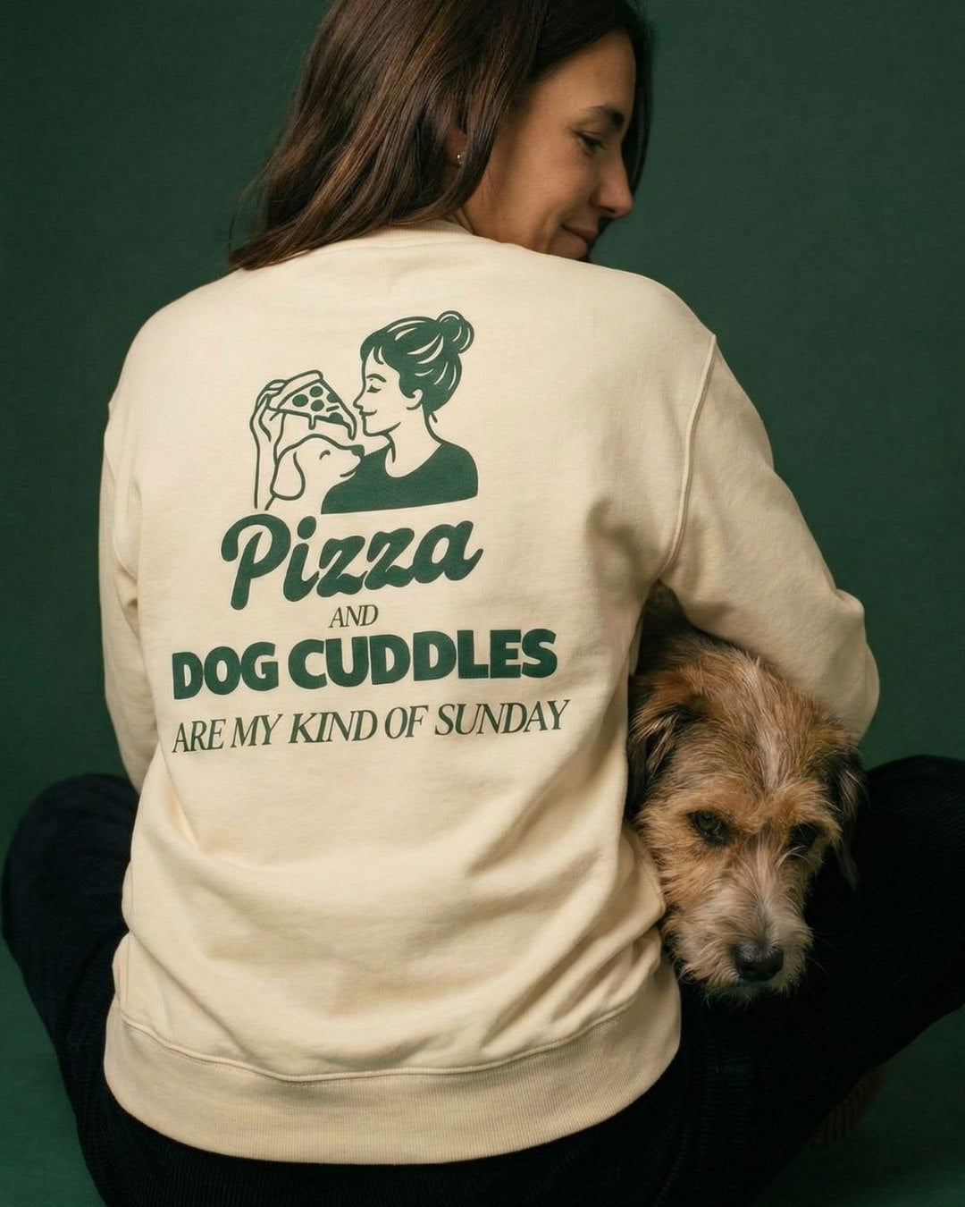 Limited | Organic Sweatshirt 'pizza and dog cuddles'