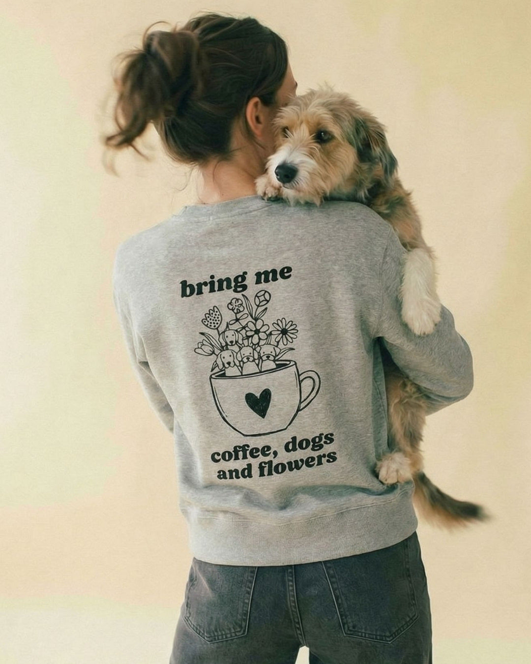 Limited | Organic Sweatshirt 'coffee, dogs & flowers'