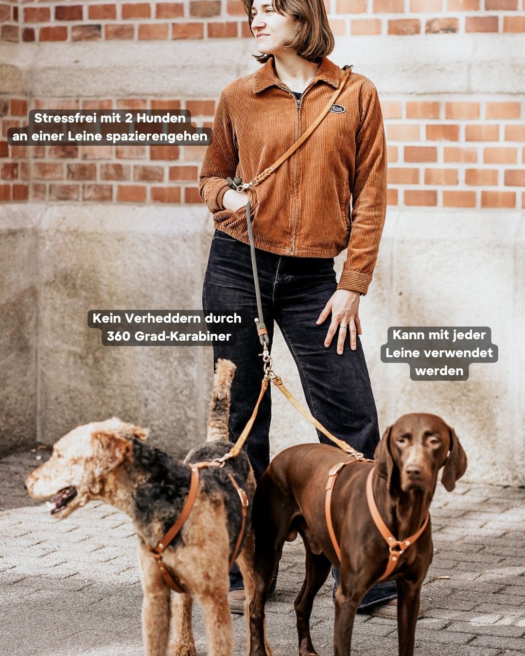 Komplett-Set | 2 Verbindungsteile aus Biothane für 2 Hunde an einer Leine inkl. O-Ring