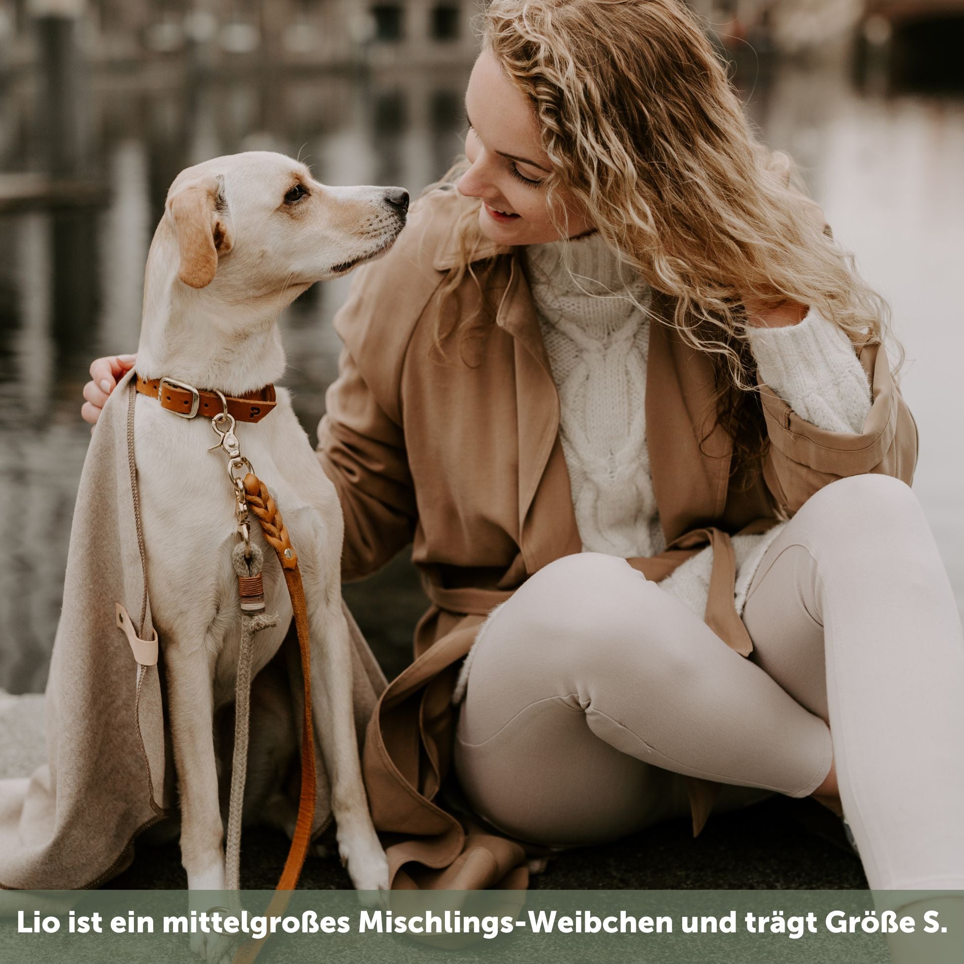 Schmales Lederhalsband in Cognac