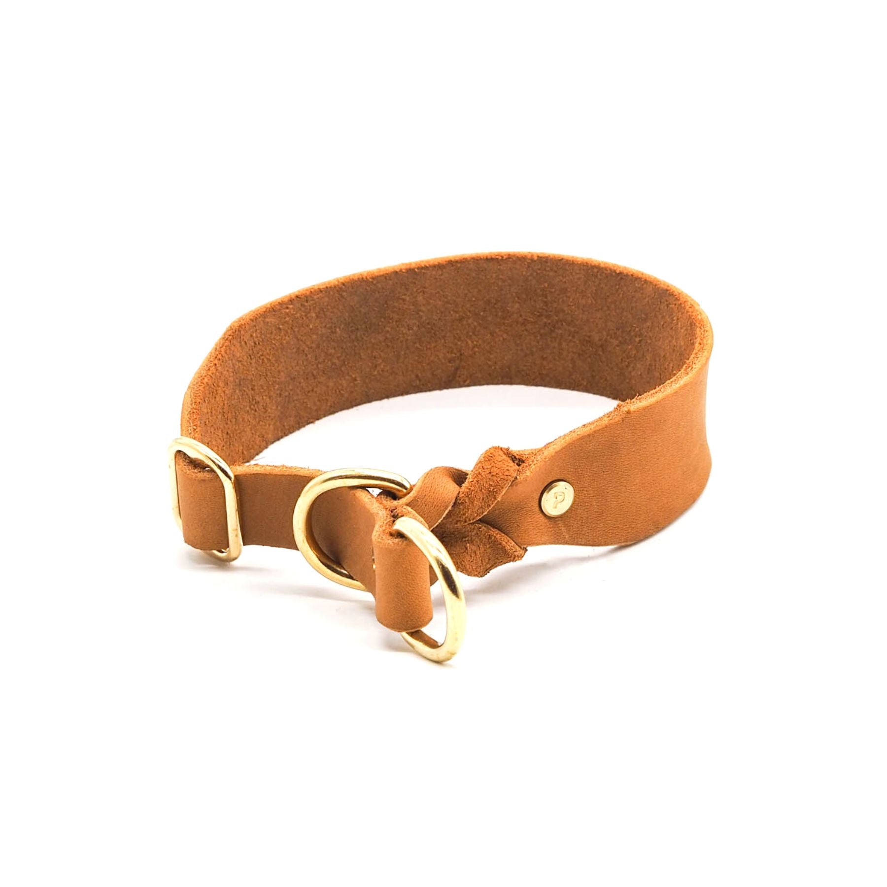 Zugstopp-Halsband aus Fettleder 'Cognac'