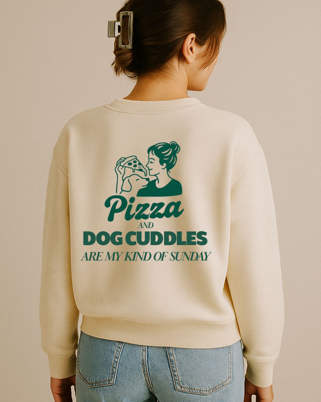 Limited | Organic Sweatshirt 'pizza and dog cuddles'