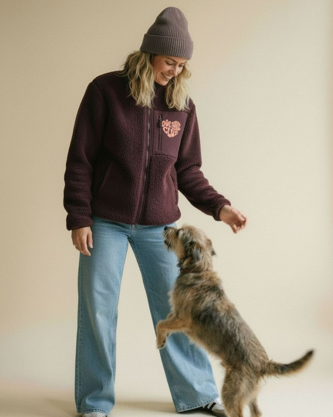 PREORDER | Recycled Teddy Fleece 'DOG LOVE CLUB' | Burgundy