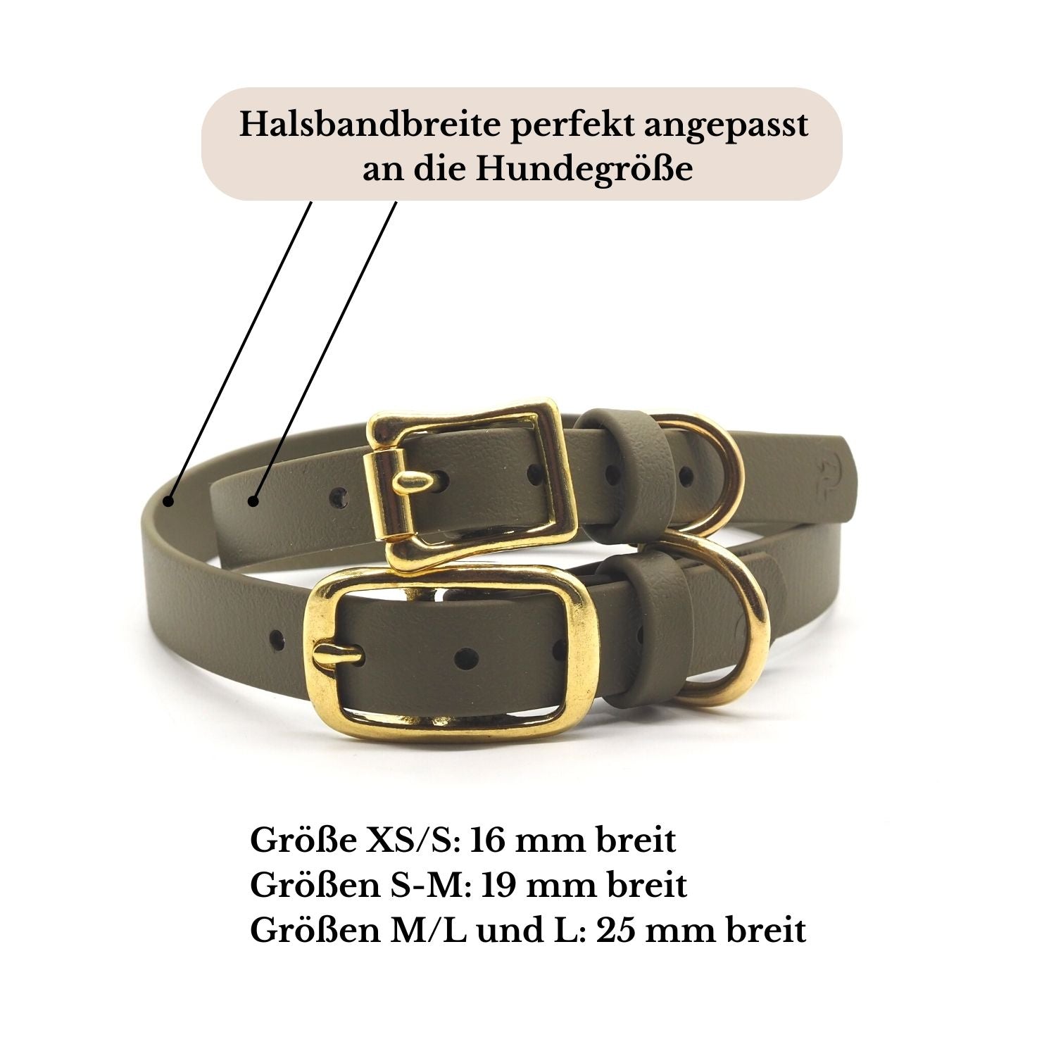 Set | Halsband & Leine aus Biothane® 'Khaki'