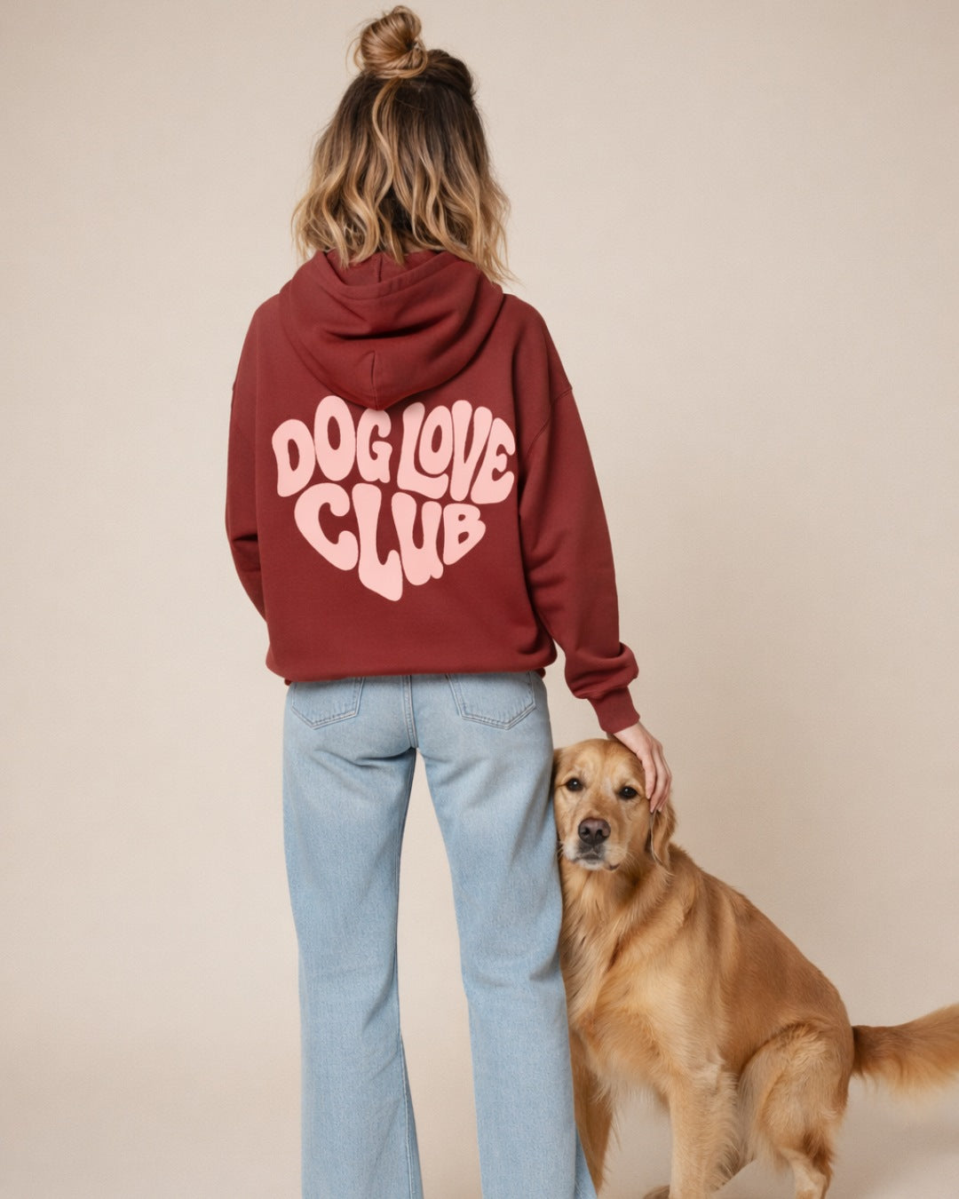 Limited | Organic Hoodie 'DOG LOVE CLUB' in Red Earth