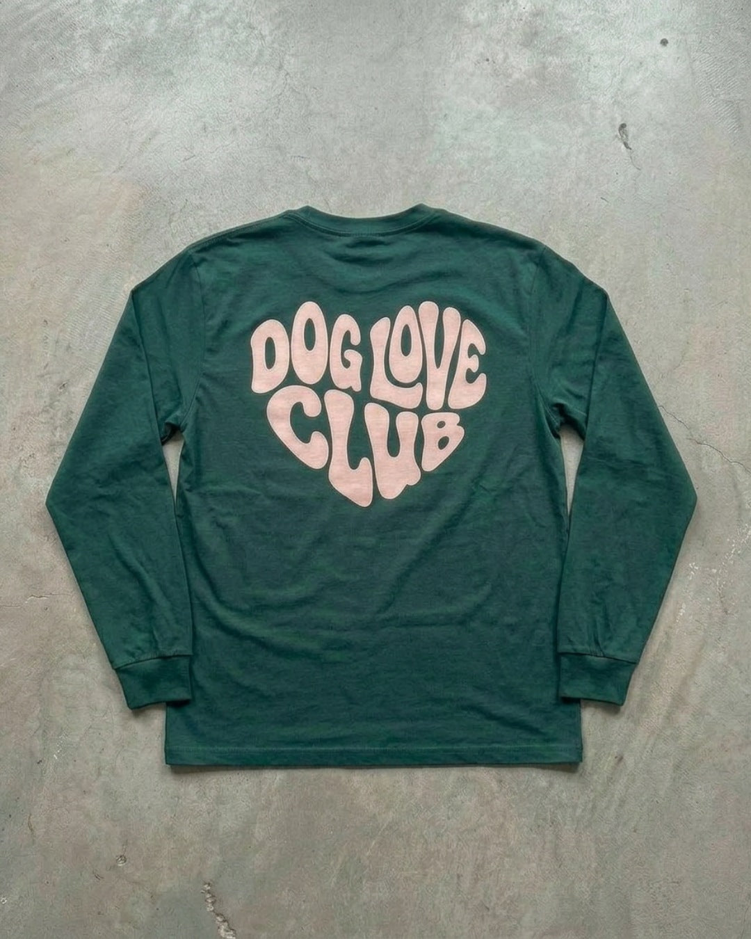 Limited | Organic Longsleeve 'DOG LOVE CLUB' | Bottle Green