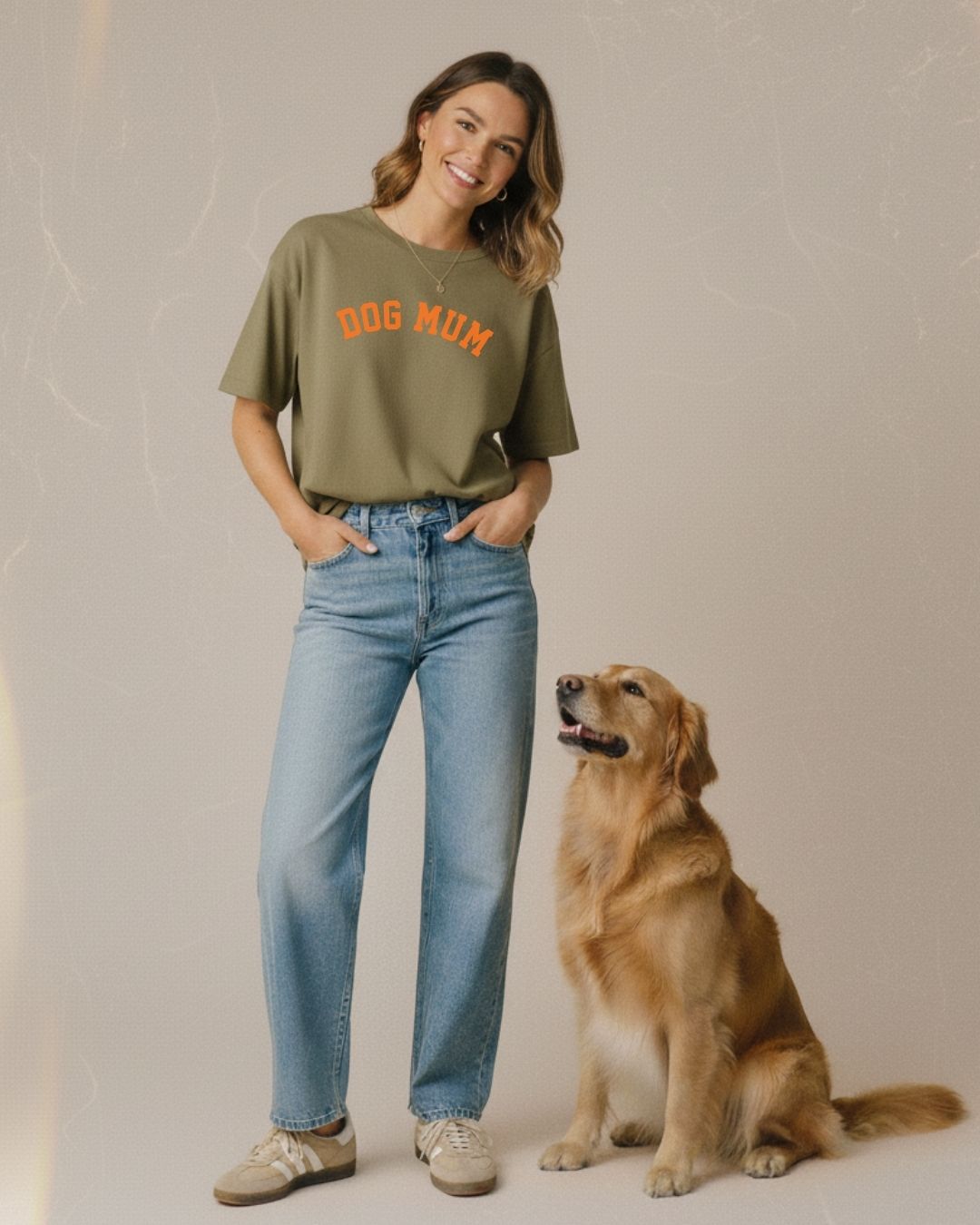 Organic T-Shirt 'DOG MUM' | Khaki