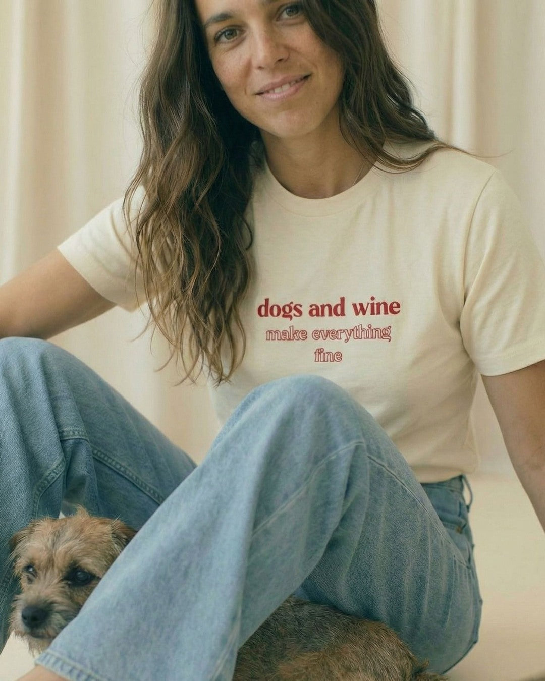 Organic Shirt 'dogs & wine' | Vintage White