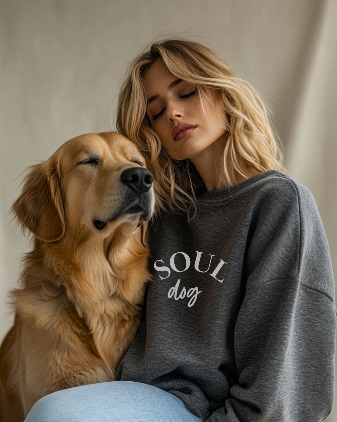 Organic Oversized Sweatshirt 'SOUL dog' | Dark Grey Heather