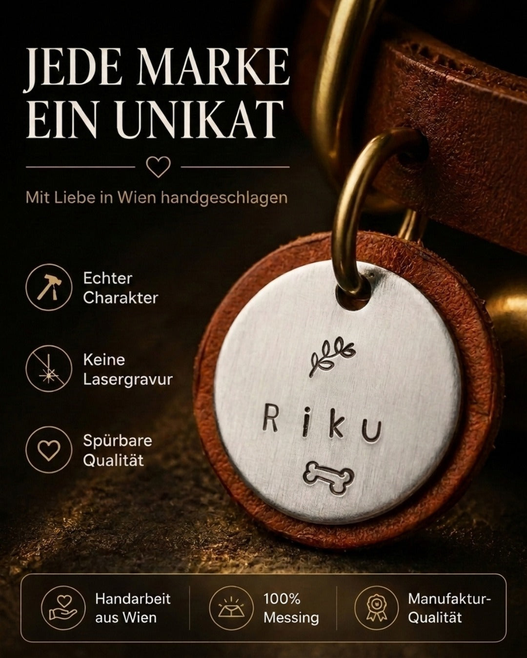 Hundemarke mit Gravur 'Silber' (Edelstahl)