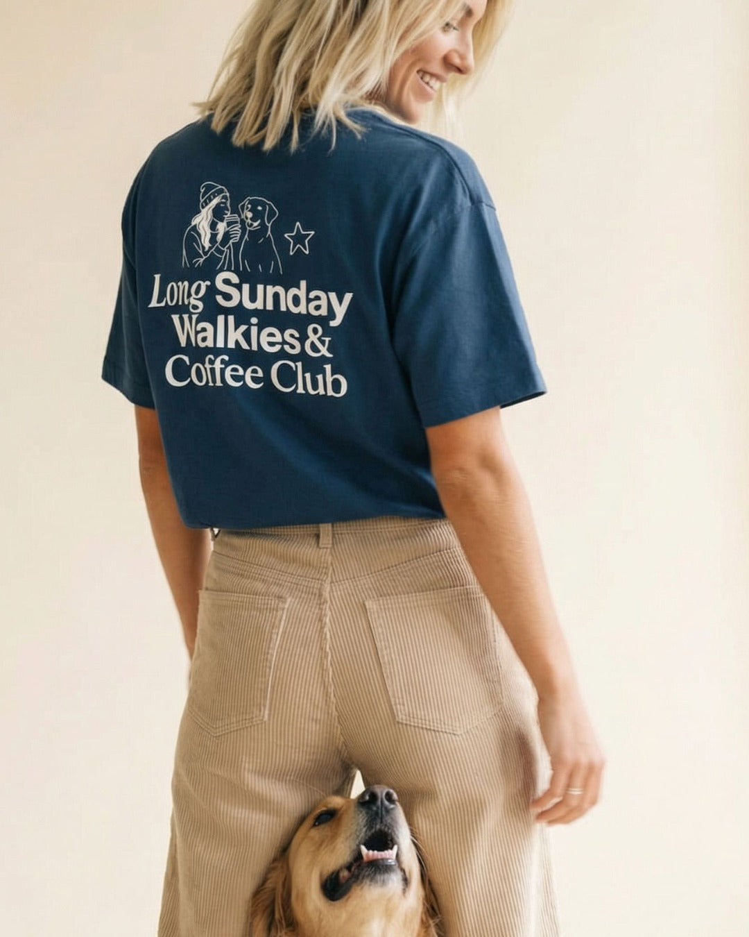 Limited | Organic Shirt 'long sunday walkies & coffee club' | deep teal
