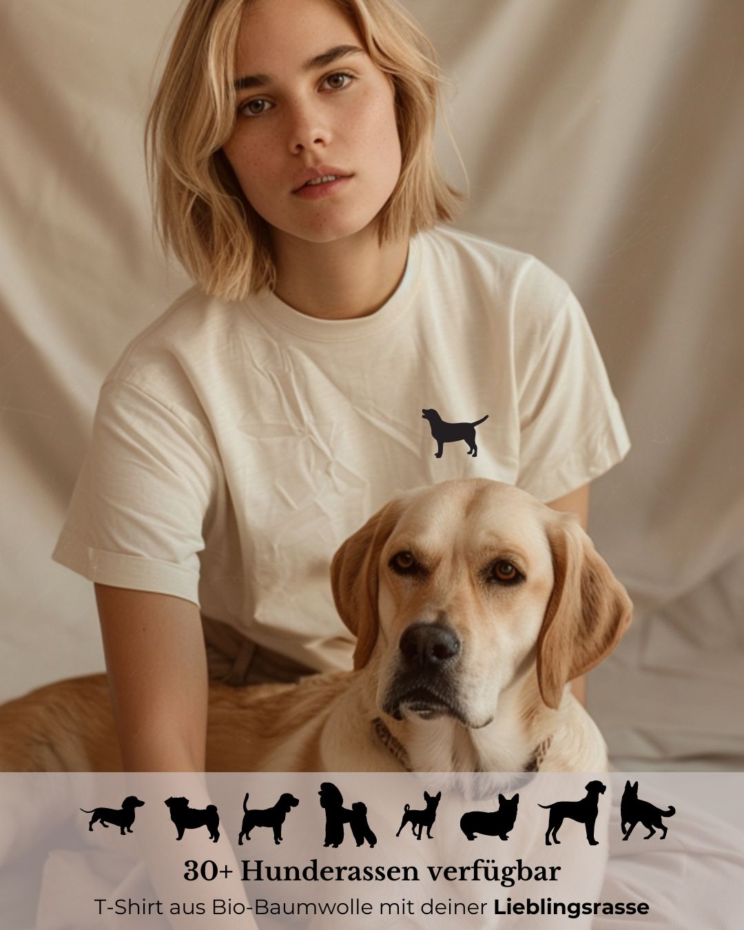 Organic T-Shirt mit deiner Hunderasse | Vintage White