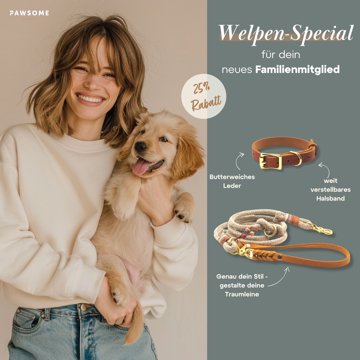 Welpen-Special: Set | Welpenhalsband & Tauleine inkl. 25% Gutschein